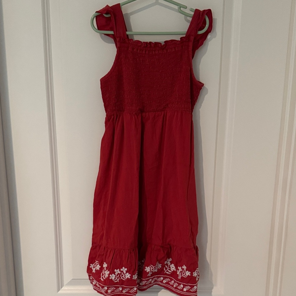 Old Navy Red Dress with White Floral Trim